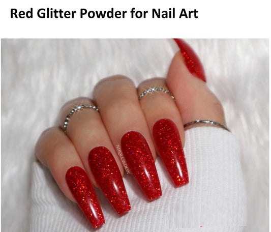 Premium Nail Glitter Powder for Nail Art Red 21